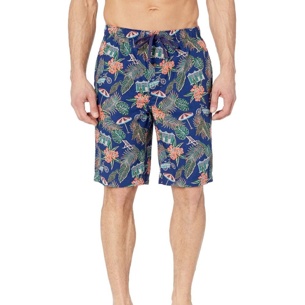 Tommy Bahama Drawstring Waist Tropical Scenic Floral Print Mens Lounge Shorts L